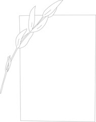 Vertical a4 paper line art with olive branch mockup