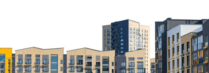 City building street, skyline urban wall. Large cityscape house border, town sky mockup. Blank view empty construction, summer travel new rooftop. Isolated white background window, investing community