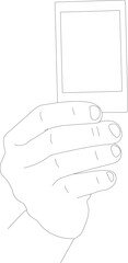 Right hand showing instant photo frame front view line drawing