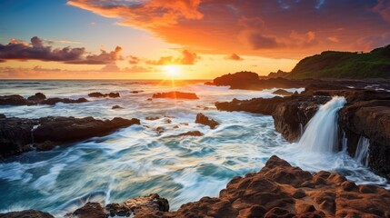 sunset over the river