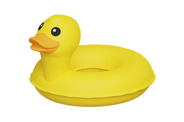 Yellow pool inflatable toy in the shape of duck bird 3d rendered icon isolated