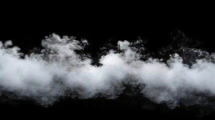 Fototapeta premium dense white smoke cloud expanding on black background abstract fog effect illustration