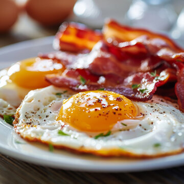plate of eggs and bacon 