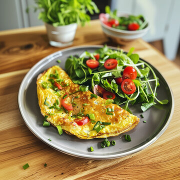 healthy omelette with side salad 