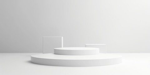 Stage Display. Modern Pedestal Platform Stand on White Room Background for Advertising