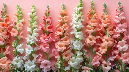   A cluster of pink and white blossoms against a pink backdrop with a pink wall behind it