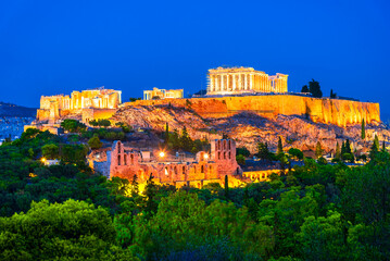 Athens, Greece: The Famous Acropolis of Athens with Parthenon Temple, Odeon of Herodes Atticus,...
