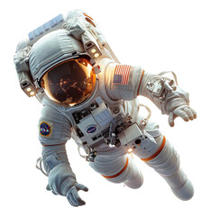 realistic portrait of astronaut isolated on transparent background, generated ai