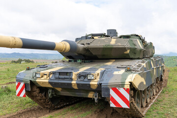 German-made Leopard 2A7 tank with camouflage