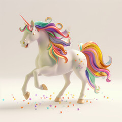 Enchanted Unicorn with Rainbow Mane and Tail