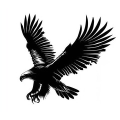 A black eagle with its wings spread out in the air