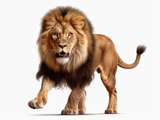 african lion on white background