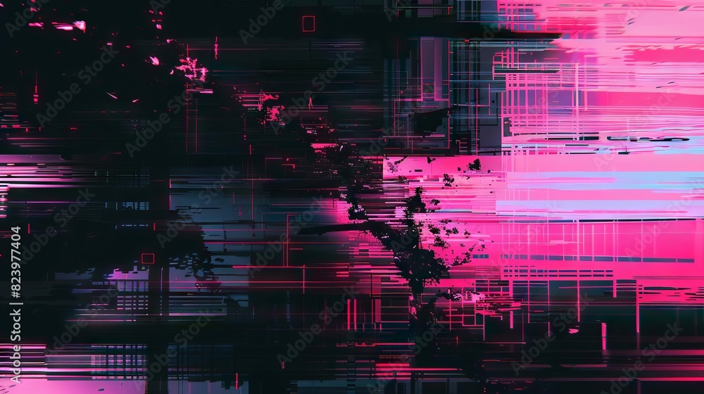 Wall mural futuristic digital pixel glitch abstract error background distorted broken crt television texture