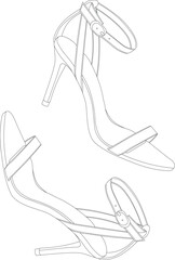 High heels Outline style vector design element , illustration