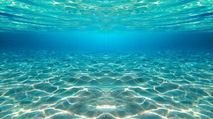 Fototapeta premium Clear underwater view with sunlight reflections on ocean floor