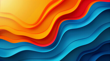 A colorful wave with blue, orange, and red stripes
