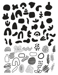 Abstract boho clip art, hand drawn set element boho vector