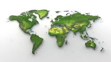 world map showing the various continents 