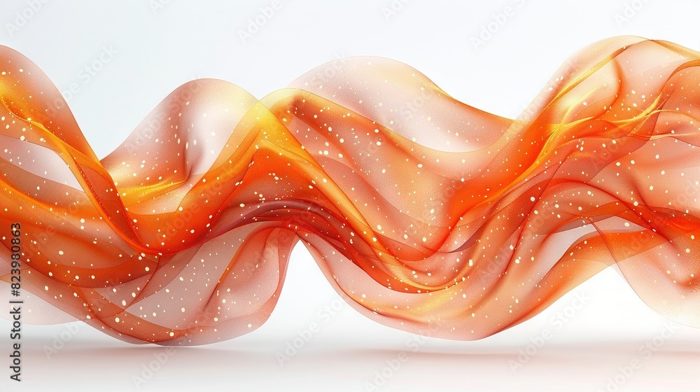 Poster an image with a gradient of white and orange abstract design on a gray background, featuring an oran