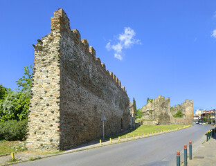 Late Roman and Byzantine wall in Thessaloniki, Greece - Old fortification, UNESCO World Heritage...