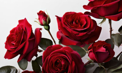 Fototapeta premium valentines day frame featuring a white blank center with surrounding abundant red rose