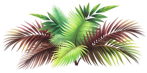 palm tree leaves Green background, vector image illustration art with palm leaves, nature, leaves, summer background, wallpaper
