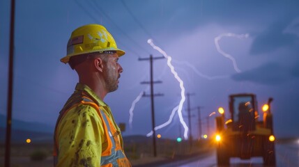 Safety precautions are in place to protect workers from lightning strikes during a severe thunderstorm highlighting the importance of prioritizing safety during challenging weather