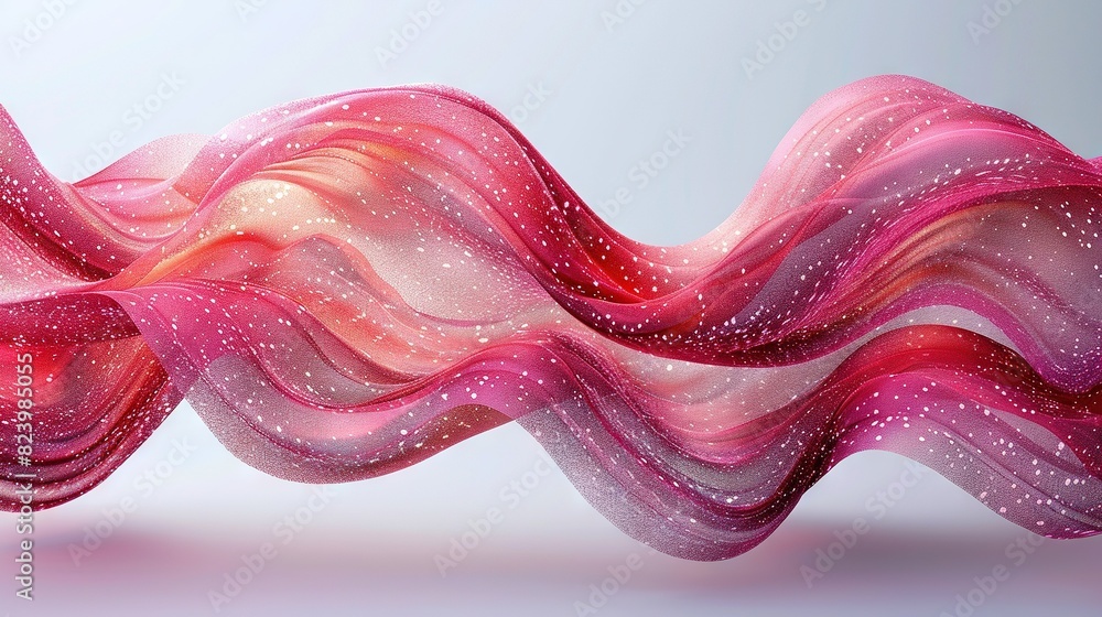 Poster a pink wave with white dots on the top and bottom is on a white background with white dots at the bo