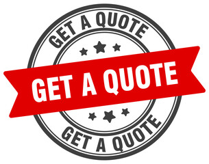 get a quote stamp. get a quote label on transparent background. round sign