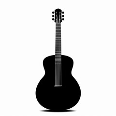 Naklejka premium A black guitar with a white background