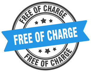 free of charge stamp. free of charge label on transparent background. round sign
