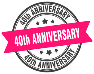 40th anniversary stamp. 40th anniversary label on transparent background. round sign