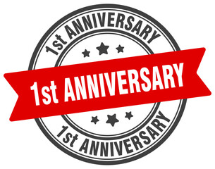 1st anniversary stamp. 1st anniversary label on transparent background. round sign