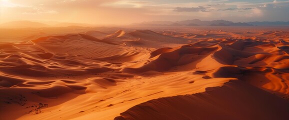 Naklejka premium Beautiful sand dunes in the desert, wide shot