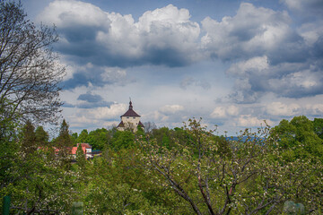 View of New Castle in Banska Stiavnica on may.Beautiful natural surrounding.