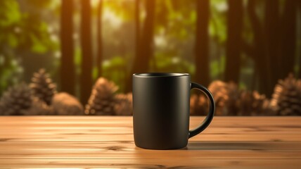 a photograph of black Accent Coffee Mug in front of a clean