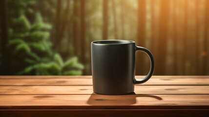 a photograph of black Accent Coffee Mug in front of a clean