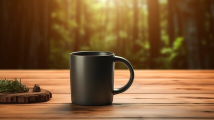 a photograph of black Accent Coffee Mug in front of a clean