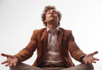 Man with outstretched hands meditating