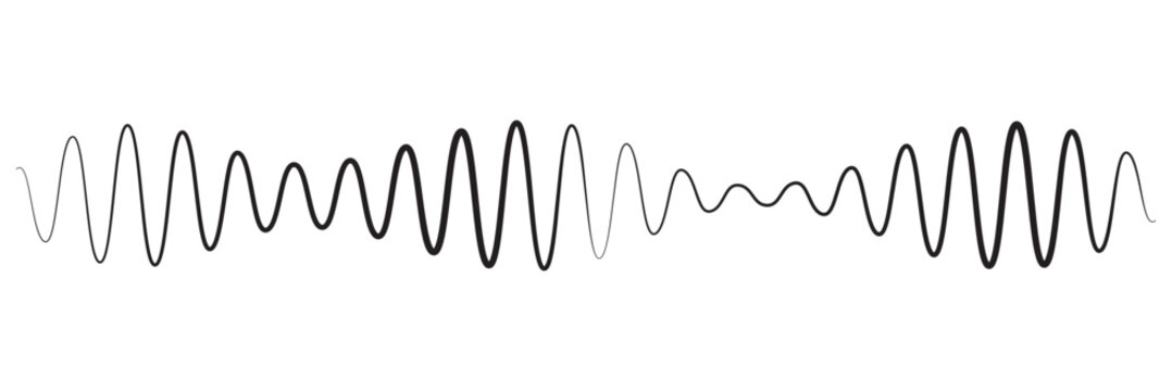 Radio Wave icon. Monochrome simple sound wave on transparent background. Vector sound wave icon. Music player sound bar. Record interface. Equalizer icon with soundwave line. used for mobile phone.