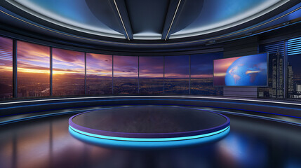 Television studio, virtual studio set. ideal for green screen compositing.