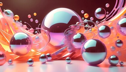 Glass ball and other shapes art fantasy illustration backdrop, AI generated