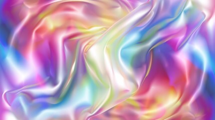 Obraz premium Abstract Holographic iridescent rainbom Y2K fluid background. Lliquid gradient waves surface futuristic texture.Mental health holo modern aesthetic. Trendy Brutalism