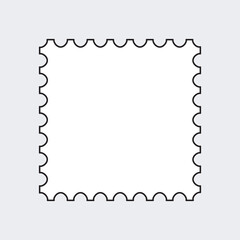 White blank postage stamp square shape template vector