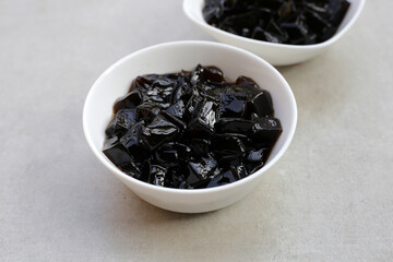 Grass jelly, herbal dessert. Mesona chinensis