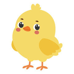 Cute funny little chick cartoon character vector illustration isolated on white background
