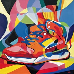 Exaggerated Red Sneakers A Bold Statement in Abstract Art Design