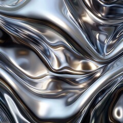 A polished chrome texture, so reflective it captures the world around it, bending light and color across its smooth surface.