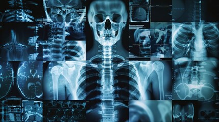medical mosaic collage of highquality xray images concept illustration