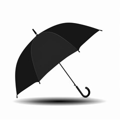 A black umbrella with a white handle
